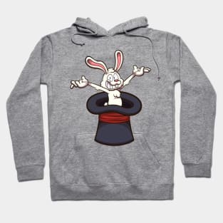 Happy White Bunny In Magician Hat Hoodie